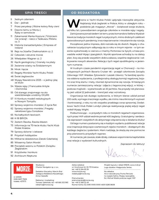 Morze lato 2025 - spis treści